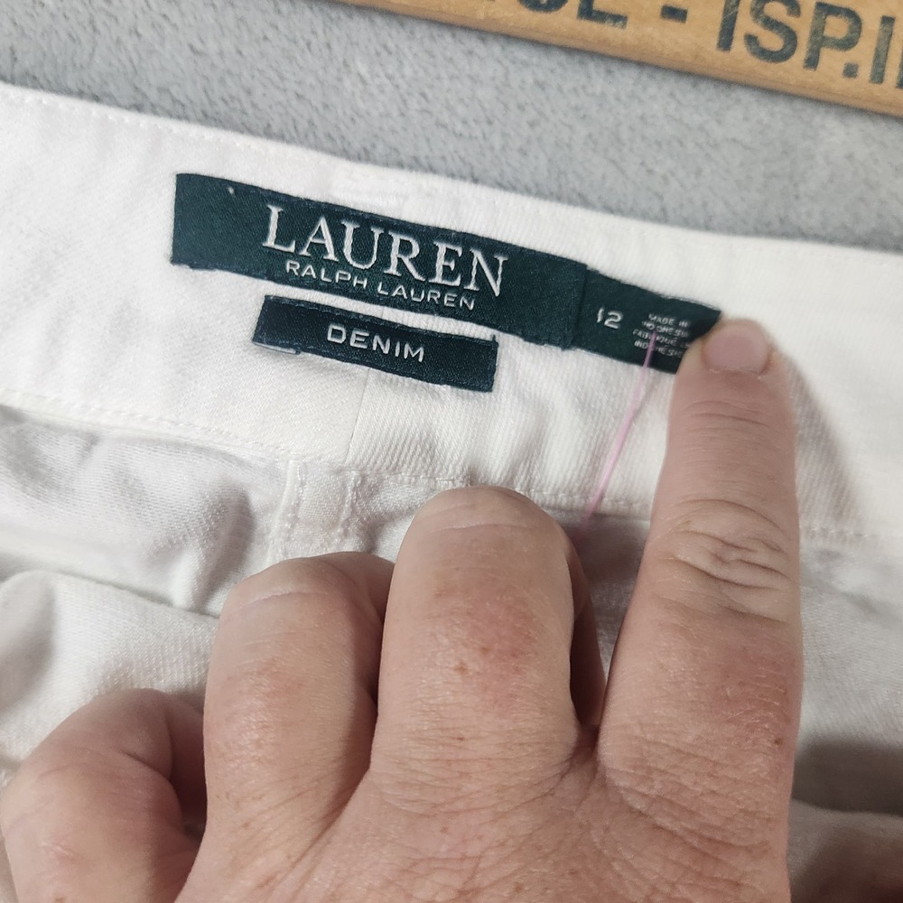 1967 Compagnie Ralph Lauren White Denim Long Pencil Skirt Size 12 Button Front - Picture 4 of 8